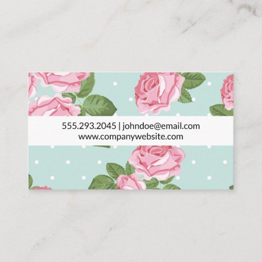 Rozen en polka stippen visitekaartje (Achterkant)
