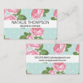 Rozen en polka stippen visitekaartje (Voorkant / Achterkant)