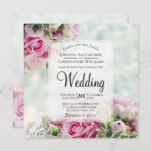 Rozen en pony Buds Elegant Floral Wedding Kaart (Voorkant / Achterkant)