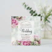 Rozen en pony Buds Elegant Floral Wedding Kaart (Staand voorkant)