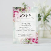 Rozen en pony Buds Elegant Floral Wedding RSVP Kaartje (Staand voorkant)