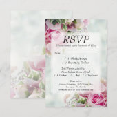 Rozen en pony Buds Elegant Floral Wedding RSVP Kaartje (Voorkant / Achterkant)