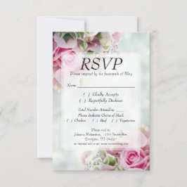 Rozen en pony Buds Elegant Floral Wedding RSVP Kaartje
