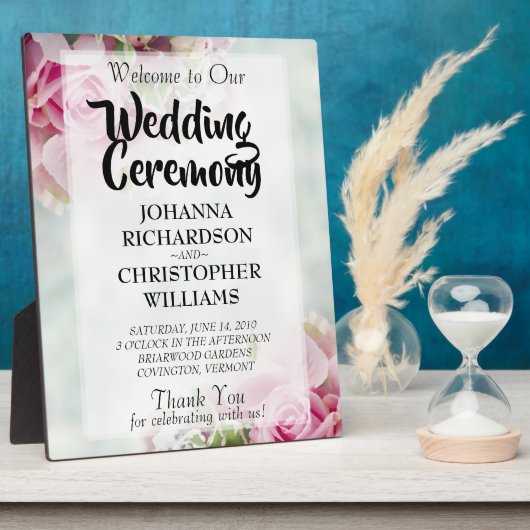 Rozen en pony Buds Elegant Weddenschap Welkom Fotoplaat (Zijkant)