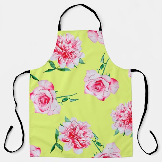 Rozen en pony waterverf illustratie patterna schort (Voorkant)