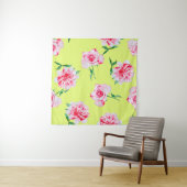 Rozen en pony waterverf illustratie patterna wandkleed (In Situ (horizontaal))
