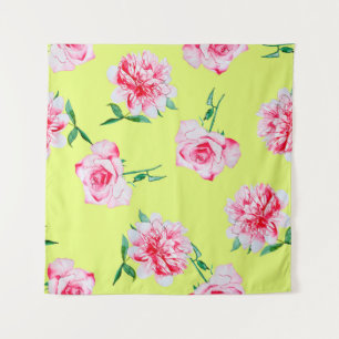 Rozen en pony waterverf illustratie patterna wandkleed