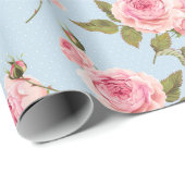 Rozen- en poolpuntenpatroon cadeaupapier (Rol Hoek)