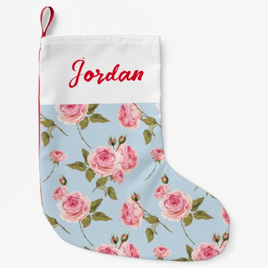 Rozen- en poolpuntenpatroon kleine kerstsok (Voorkant)