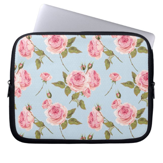 Rozen- en poolpuntenpatroon laptop sleeve (Voorkant)