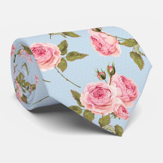 Rozen- en poolpuntenpatroon stropdas (Opgerold)