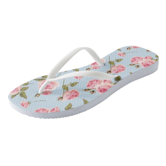 Rozen- en poolpuntenpatroon teenslippers (Schuin)