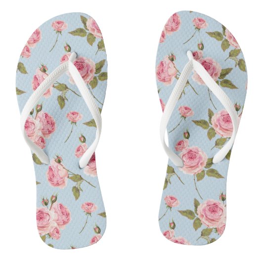 Rozen- en poolpuntenpatroon teenslippers (Voetbed)