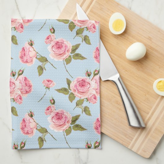 Rozen- en poolpuntenpatroon theedoek (Quarter Fold)