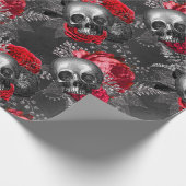 Rozen en rode rozen op grijs cadeaupapier (Hoek)