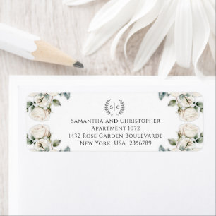 Rozen en Romance Monogrammed Retouradres Etiket