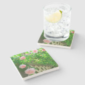 Rozen en roosters - wijngaard van Martha Stenen Onderzetter (Zijkant)