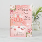 Rozen en rosé uitnodiging (Staand voorkant)