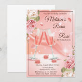 Rozen en rosé uitnodiging (Voorkant / Achterkant)