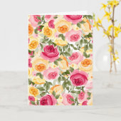 Rozen en rozen Farmhouse Shabby Chic Floral Kaart (Gele Bloem)