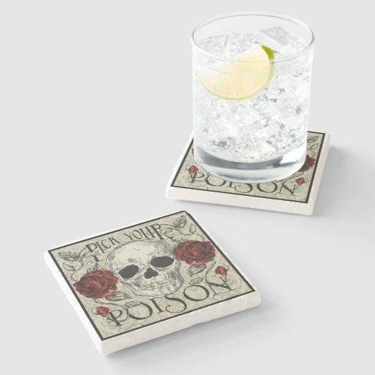 Rozen en schedel Kies uw Onderzetter (Zijkant)