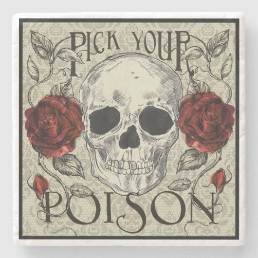 Rozen en schedel Kies uw Onderzetter (Voorkant)