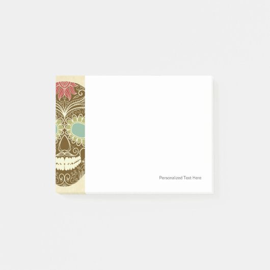 Rozen en schedel, kleurrijke dag van de dode kaart post-it® notes (Voorkant)