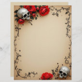 Rozen en schedel op perkament briefhoofd (Voorkant / Achterkant)