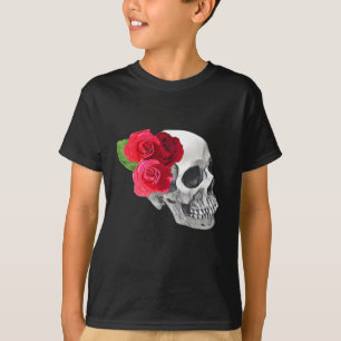 Rozen en schedel t-shirt