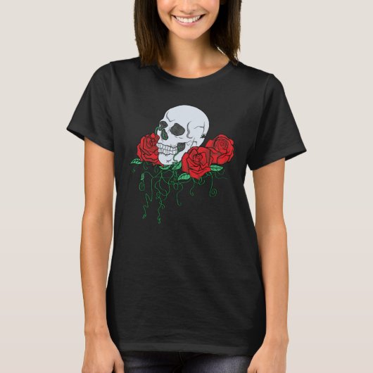 Rozen en schedel t-shirt (Voorkant)