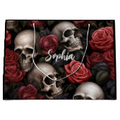 Rozen en schedels groot cadeauzakje (Voorkant)