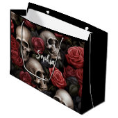 Rozen en schedels groot cadeauzakje (Voorkant Gekanteld)