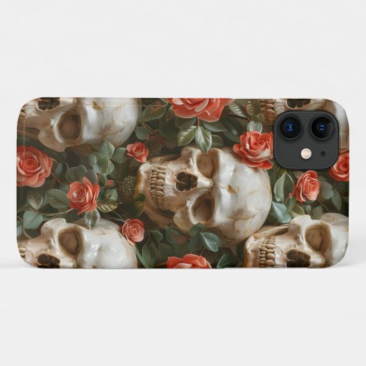 Rozen en schedels ontwerp Case-Mate iPhone case (Achterkant (horizontaal))