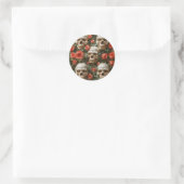 Rozen en schedels ontwerp ronde sticker (Tas)