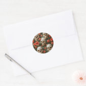 Rozen en schedels ontwerp ronde sticker (Envelop)