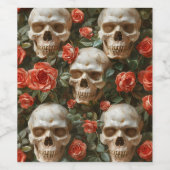 Rozen en schedels ontwerp wijn etiket (Enkel label)