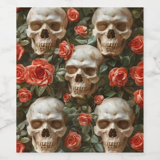 Rozen en schedels ontwerp wijn etiket (Enkel label)