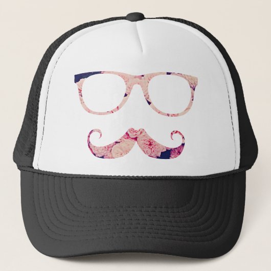 Rozen en snor trucker pet (Voorkant)