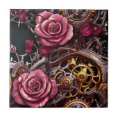 Rozen en Steampunk Metal Gears Tegeltje (Voorkant)