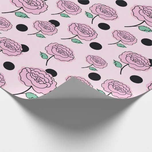 Rozen en stippen. cadeaupapier (Hoek)