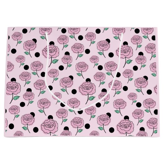 Rozen en stippen. groot cadeauzakje (Voorkant)
