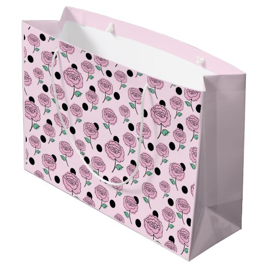 Rozen en stippen. groot cadeauzakje (Achterkant Gekanteld)