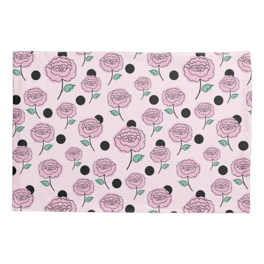 Rozen en stippen. kussensloop (Achterkant)