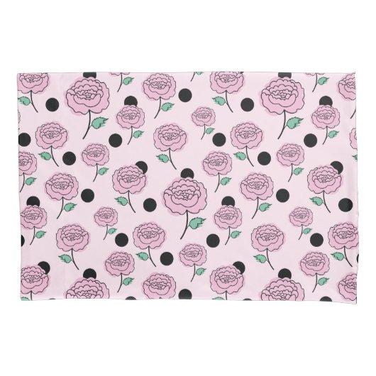 Rozen en stippen. kussensloop (Voorkant)