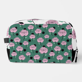 Rozen en stippen op donkergroen. toilettasje