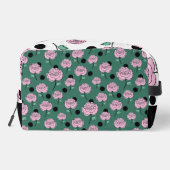Rozen en stippen op donkergroen. toilettasje (Achterkant)