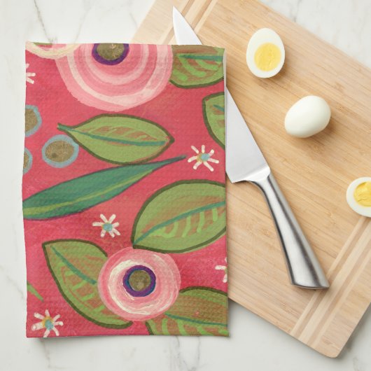 Rozen en strepen theedoek (Quarter Fold)