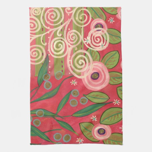 Rozen en strepen theedoek (Verticaal)