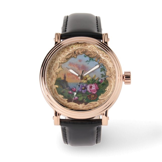  ROZEN EN STROMEN MET LANDSCHAP HORLOGE (Voorkant)