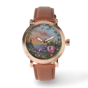 ROZEN EN STROMEN MET LANDSCHAP HORLOGE